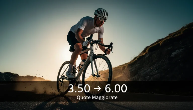 Ciclista in scatto deciso verso il traguardo, simbolo delle quote maggiorate e del valore nelle scommesse ciclismo