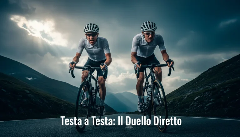 Due ciclisti professionisti in duello diretto su una salita, scommessa testa a testa ciclismo