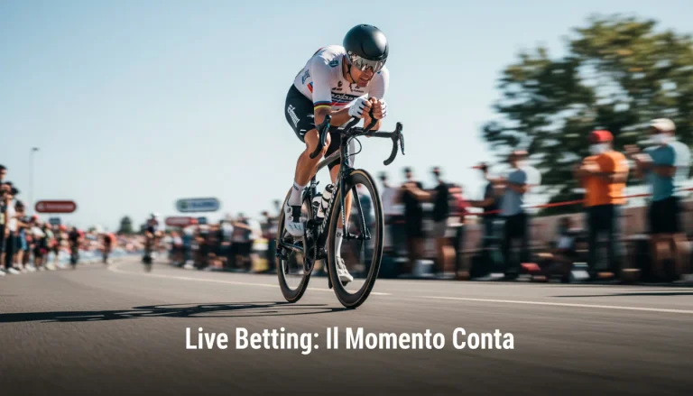 Ciclista in azione durante una tappa live con aggiornamento quote in tempo reale, live betting ciclismo