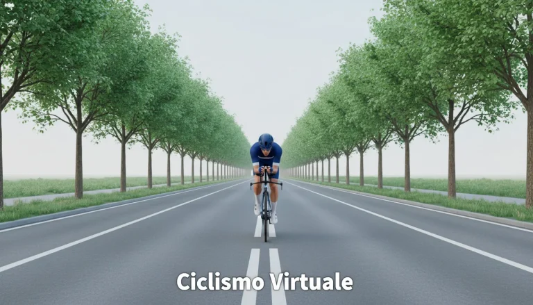 Ciclista su strada in corsa dinamica, rappresentazione visiva delle scommesse virtuali ciclismo